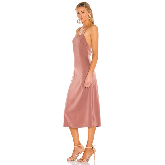 NBD Malia Midi Dress Sheen Satin Mauve Size M - Picture 2 of 9